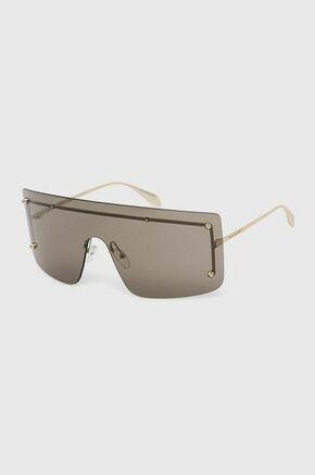 Sončna očala Alexander McQueen zlata barva - zlata. Sončna očala iz kolekcije Alexander McQueen. Model z enobarvnimi stekli in okvirji iz kovine. Ima filter UV 400.