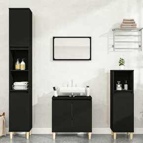 VidaXL Kopalniško pohištvo 4 kosi črne barve inženirski les