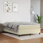 shumee Box spring postelja z vzmetnico krem 140x200 cm umetno usnje