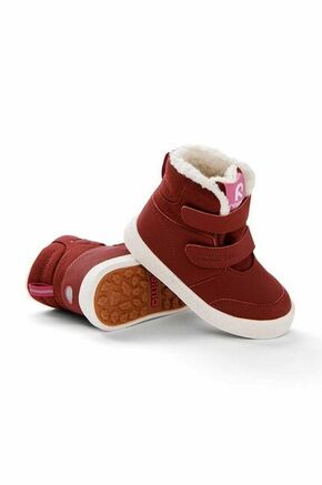 Otroški zimski škornji Reima bordo barva - bordo. Zimski čevlji iz kolekcije Reima. Podloženi model izdelan iz kombinacije imitacije semiša in tekstilnega materiala.