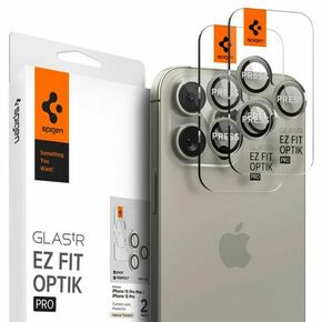 Zaščitno kaljeno steklo za Kamero iPhone 14 PRO / 14 PRO MAX / 15 PRO / 15 PRO MAX Spigen Optik.TR ”EZ FIT” Natural Titanium