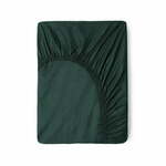 Temno zelena bombažna elastična rjuha Good Morning, 160 x 200 cm