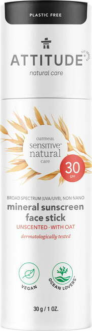 "Attitude Oatmeal Sensitive Natural Care mineralna krema za zaščito pred soncem za obraz ZF 30 - 30 g"