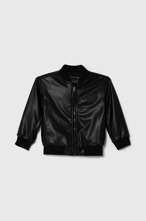 Otroška bomber jakna Guess črna barva - črna. Otroški Bomber jakna iz kolekcije Guess. Nepodložen model