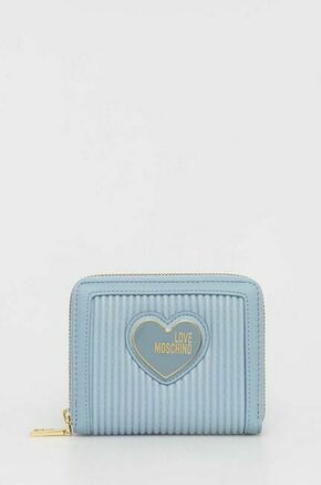 Denarnica Love Moschino ženski - modra. Srednje velika denarnica iz kolekcije Love Moschino. Model izdelan iz ekološkega usnja. Izjmno trpežen material.