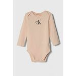 Body za dojenčka Calvin Klein Jeans - roza. Body za dojenčka iz kolekcije Calvin Klein Jeans. Model izdelan iz pletenine s potiskom.