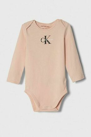 Body za dojenčka Calvin Klein Jeans - roza. Body za dojenčka iz kolekcije Calvin Klein Jeans. Model izdelan iz pletenine s potiskom.