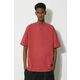 Bombažna kratka majica A-COLD-WALL* Essential T-Shirt moški, rdeča barva, ACWMTS177 - rdeča. Kratka majica iz kolekcije A-COLD-WALL*, izdelana iz tanke, elastične pletenine. Model iz zračne bombažne tkanine.