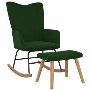 VidaXL Gugalni stol s stolčkom temno zelen žamet