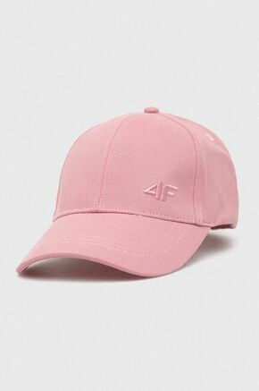 Bombažna bejzbolska kapa 4F roza barva - roza. Kapa s šiltom vrste baseball iz kolekcije 4F. Model izdelan iz enobarvne tkanine.