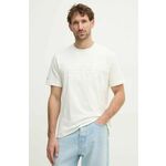 Bombažna kratka majica Pepe Jeans DARIUS TEE moška, bež barva, PM509723 - bež. Kratka majica iz kolekcije Pepe Jeans, izdelana iz pletenine z nalepko. Model iz izjemno udobne bombažne tkanine.