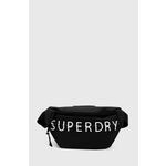 Torbica za okoli pasu Superdry črna barva - črna. Majhna pasna torbica iz kolekcije Superdry. Model na zapenjanje, izdelan iz kombinacije tekstilnega in sintetičnega materiala.