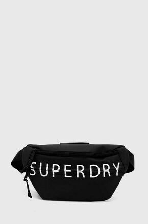 Torbica za okoli pasu Superdry črna barva - črna. Majhna pasna torbica iz kolekcije Superdry. Model na zapenjanje