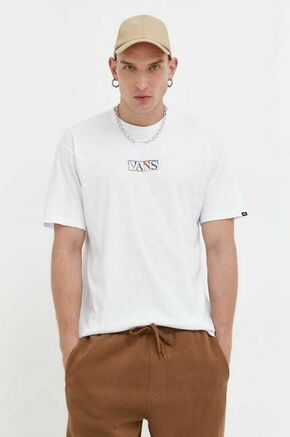 Bombažna kratka majica Vans bela barva - bela. Lahkotna kratka majica iz kolekcije Vans