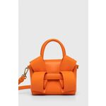 Usnjena torbica Pinko oranžna barva - oranžna. Majhna torbica iz kolekcije Pinko. Model na zapenjanje, izdelan iz naravnega usnja.