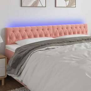 VidaXL LED posteljno vzglavje roza 180x7x78/88 cm žamet