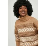pulover Answear Lab ženski, bež barva - bež. Pulover iz kolekcije Answear Lab. Model s puli ovratnikom, izdelan iz debele pletenine.