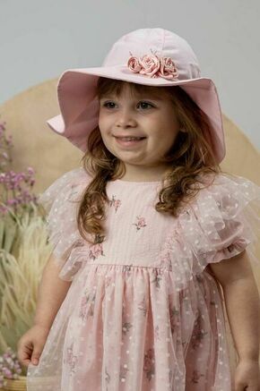 Otroški bombažni klobuk Jamiks KATRINE roza barva - roza. Otroški klobuk iz kolekcije Jamiks. Model s širokim robom