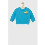 Bombažen pulover za dojenčka OVS - modra. Bluza za dojenčka iz kolekcije OVS. Model izdelan iz pletenine s potiskom.