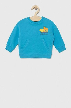 Bombažen pulover za dojenčka OVS - modra. Bluza za dojenčka iz kolekcije OVS. Model izdelan iz pletenine s potiskom.