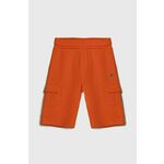 Otroške kratke hlače Guess oranžna barva - oranžna. Otroški kratke hlače iz kolekcije Guess, izdelane iz pletenine. Model iz izjemno udobne tkanine z visoko vsebnostjo bombaža.