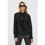 Svilena srajca Victoria Beckham ženska, črna barva, - črna. Srajca iz kolekcije Victoria Beckham. Model izdelan iz enobarvne tkanine. Izjemno udoben material.