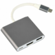 CABLEXPERT Adapter USB-C 3-in-1, USB-C, HDMI, USB-A temno siv