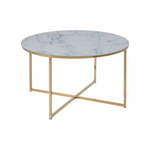 shumee Alisma miza / klubska mizica / okrogla / steklena plošča / imitacija marmorja / kovinske noge / zlato 0