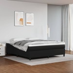 shumee Box spring postelja z vzmetnico črn 160x200 cm umetno usnje