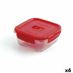 NEW Hermetična Škatla za Malico Luminarc Pure Box 760 ml Rdeča Steklo (6 kosov)
