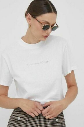 Bombažna kratka majica Calvin Klein bež barva - bež. Kratka majica iz kolekcije Calvin Klein