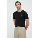 Kratka majica Guess moški, črna barva - črna. Oprijeta kratka majica iz kolekcije Guess, izdelana iz tanke, elastične pletenine. Model iz zračne tkanine z visoko vsebnostjo bombaža.