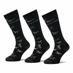 Set 3 parov unisex visokih nogavic Horka Riding Socks 145450-0000-0203 H Black/Grey