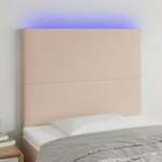 Vidaxl LED posteljno vzglavje kapučino 100x5x118/128 cm umetno usnje