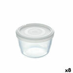 NEW Okrogla Posoda za Malico s Pokrovom Pyrex Cook&amp;freeze 600 ml 12 x 12 x 9 cm Prozorno Steklo Silikon (8 kosov)
