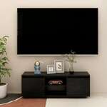 shumee TV omarica, črna, 110x30x40 cm, borov les
