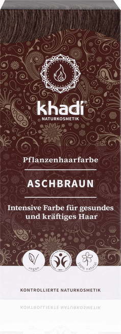 "Khadi® Rastlinska barva za lase pepelnato rjava - 100 g"