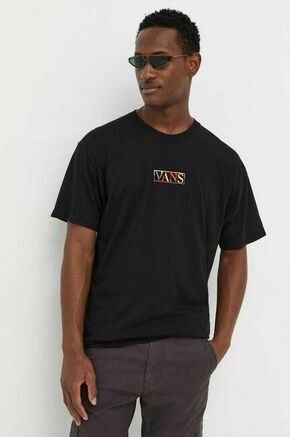 Bombažna kratka majica Vans črna barva - črna. Kratka majica iz kolekcije Vans