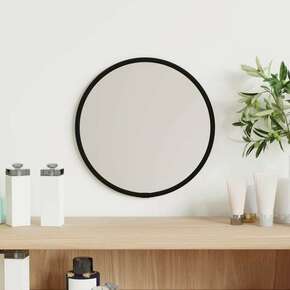 Vidaxl Stensko ogledalo črno Ø 20 cm okroglo