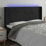 Vidaxl LED posteljno vzglavje črno 203x16x118/128 cm žamet
