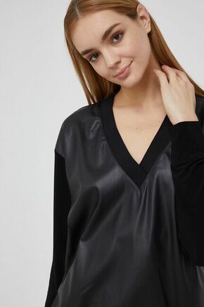 Dkny bluza - črna. Srajca iz zbirke Dkny. Model narejen iz kombinacija dveh različnih materialov. Ima V izrez.