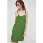 Obleka Sisley zelena barva, - zelena. Obleka iz kolekcije Sisley. Raven model izdelan iz enobarvne tkanine.