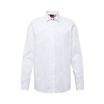 Bombažna srajca HUGO moška, bela barva - bela. Srajca iz kolekcije HUGO, izdelana iz enobarvne tkanine. Model iz zračne bombažne tkanine.