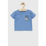Otroška bombažna kratka majica GAP - modra. Otroške Lahkotna kratka majica iz kolekcije GAP. Model izdelan iz tanke, elastične pletenine. Izjemno zračen, udoben material.