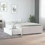 Greatstore Okvir za posteljo s predali, bela, 90x190 cm, enojni