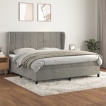 Box spring postelja z vzmetnico svetlo siva 200x200 cm žamet - vidaXL - Siva - 96,19 - 200 x 200 cm - vidaXL