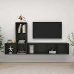 shumee Komplet TV omaric 3-delni črna iverna plošča