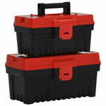 shumee Komplet 2 kovčkov za orodje, črna/rdeča, polipropilen