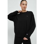 Bombažen pulover Champion ženska, črna barva - črna. Pulover iz kolekcije Champion, izdelan iz enobarvne pletenine. Model iz izjemno udobne bombažne tkanine.