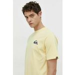 Bombažna kratka majica Quiksilver moški, rumena barva - rumena. Kratka majica iz kolekcije Quiksilver, izdelana iz tanke, elastične pletenine. Model iz izjemno udobne bombažne tkanine, ki je zračna.